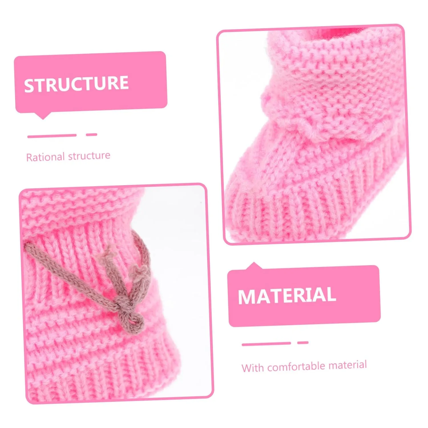 1 Pair Knitting Shoes for Kids Warm Shoes Baby Knitting Shoe Handmade Knitting Shoes Baby Shoes Booties Baby Crochet Shoes Baby Boots Yarn Spring and Autumn Pink Newborn