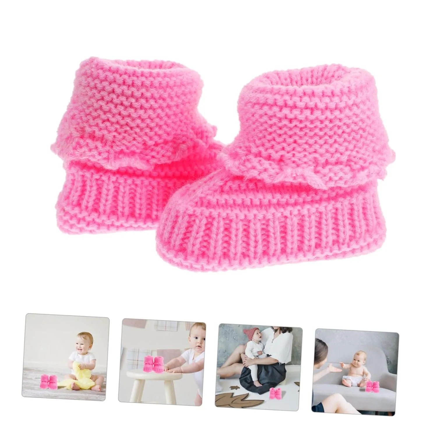 1 Pair Knitting Shoes for Kids Warm Shoes Baby Knitting Shoe Handmade Knitting Shoes Baby Shoes Booties Baby Crochet Shoes Baby Boots Yarn Spring and Autumn Pink Newborn