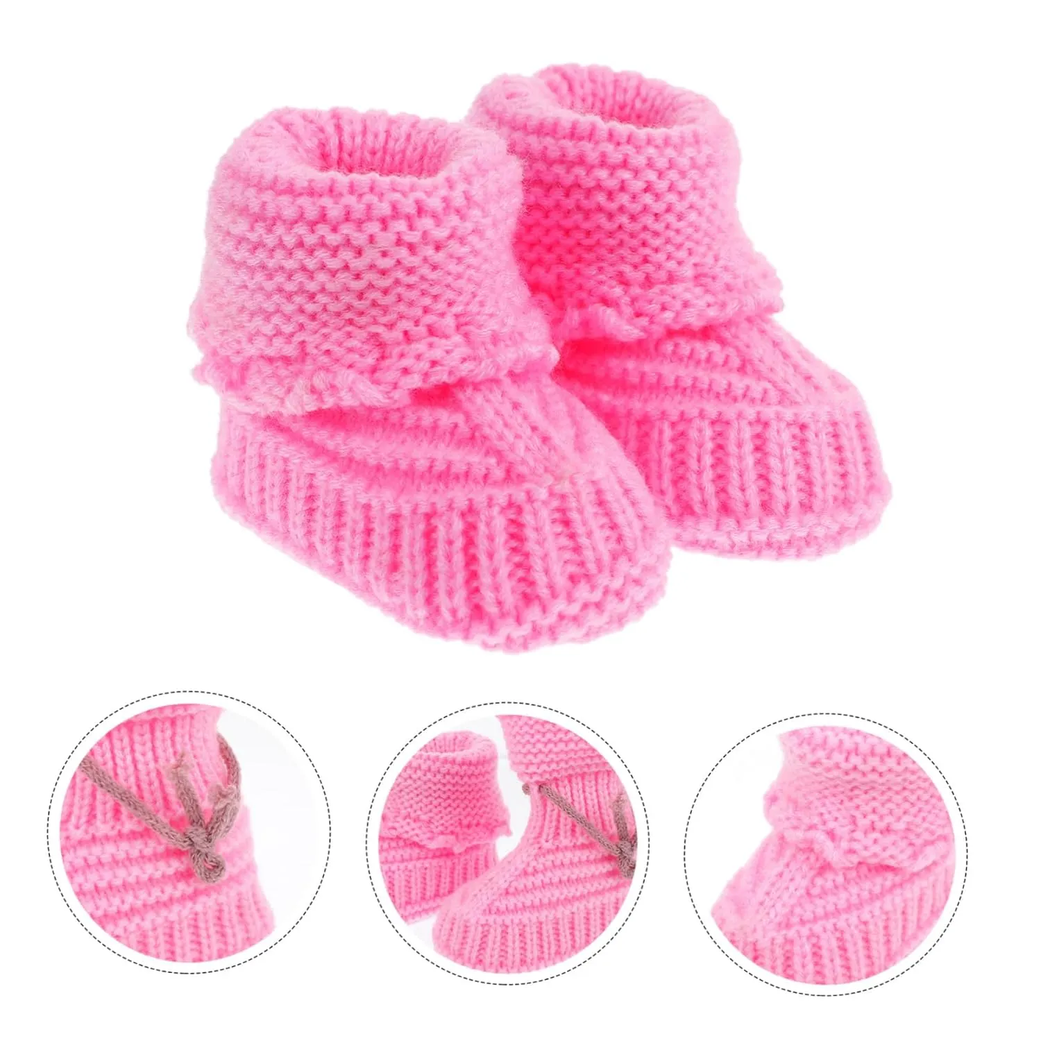 1 Pair Knitting Shoes for Kids Warm Shoes Baby Knitting Shoe Handmade Knitting Shoes Baby Shoes Booties Baby Crochet Shoes Baby Boots Yarn Spring and Autumn Pink Newborn