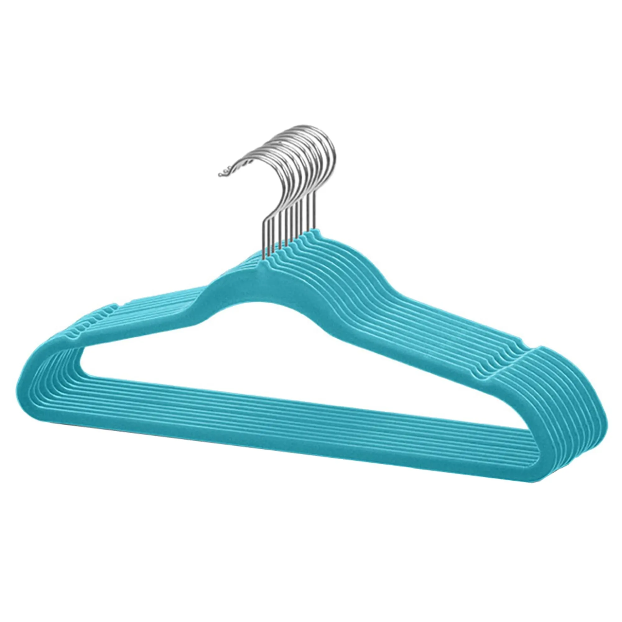 10 Piece Velvet Hanger, Turquoise