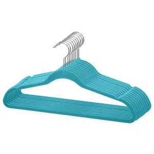 10 Piece Velvet Hanger, Turquoise