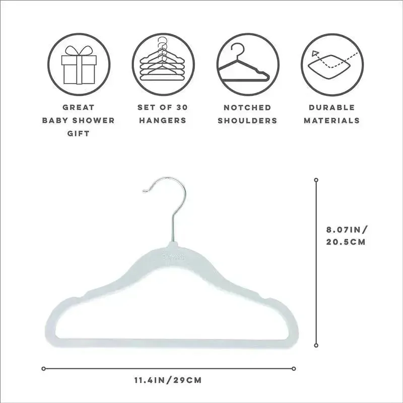 3 Sprouts - Velvet Baby Hangers, Non-Slip, Durable, Pack of 15, Blue