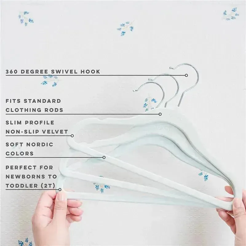 3 Sprouts - Velvet Baby Hangers, Non-Slip, Durable, Pack of 15, Blue
