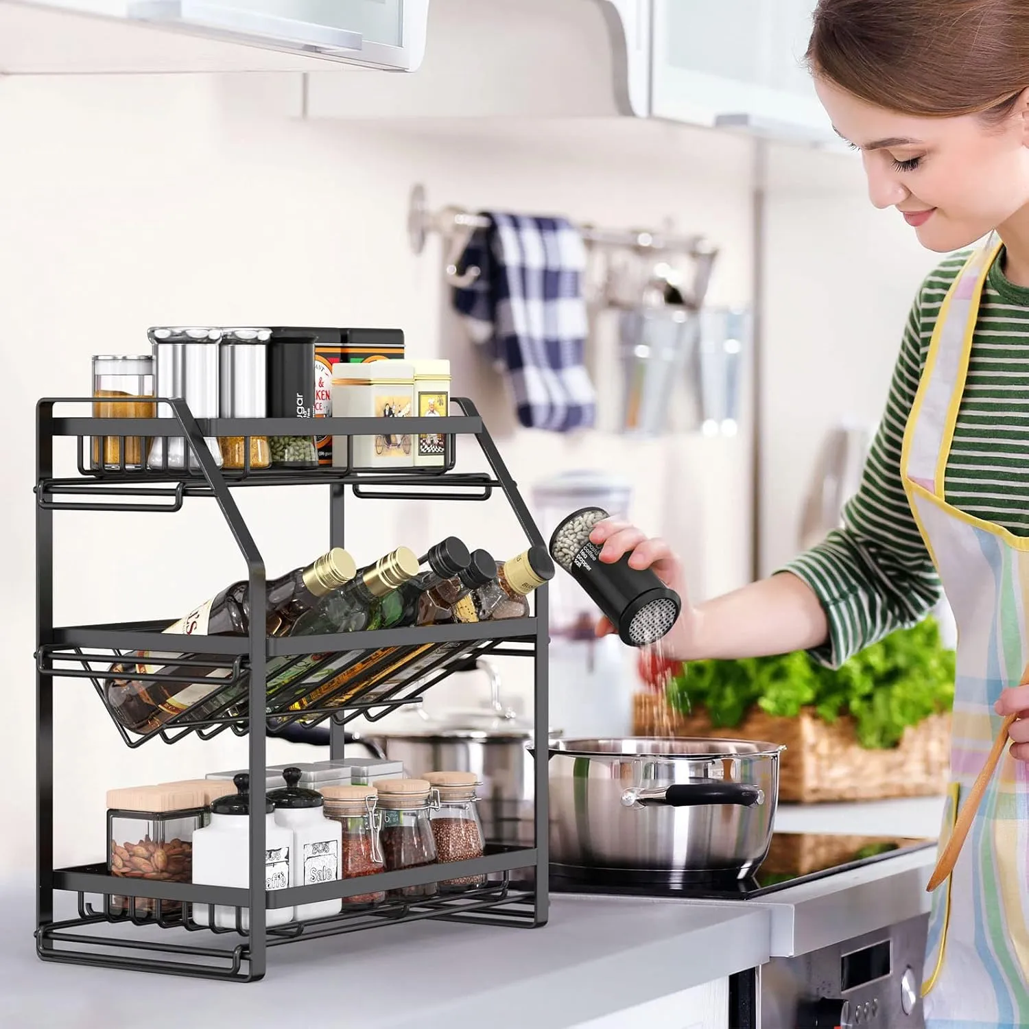 3-Tier Detachable Spice Rack Storage Organiser | Kitchen Countertop Spice Organizer