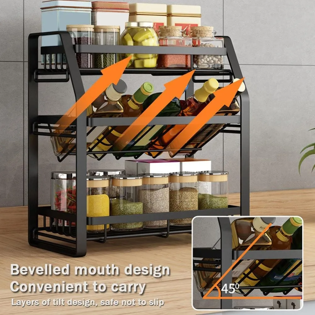3-Tier Detachable Spice Rack Storage Organiser | Kitchen Countertop Spice Organizer