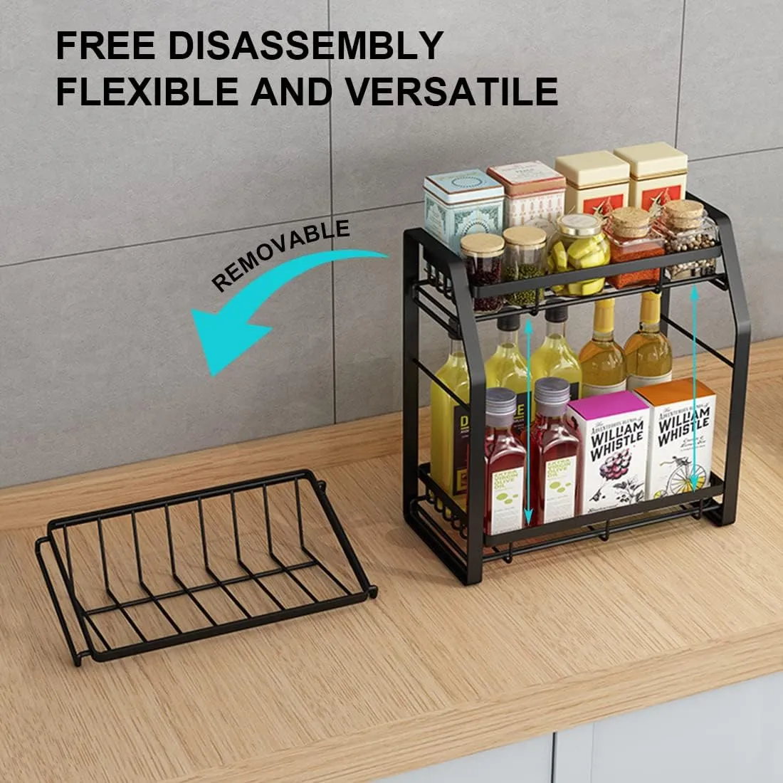 3-Tier Detachable Spice Rack Storage Organiser | Kitchen Countertop Spice Organizer