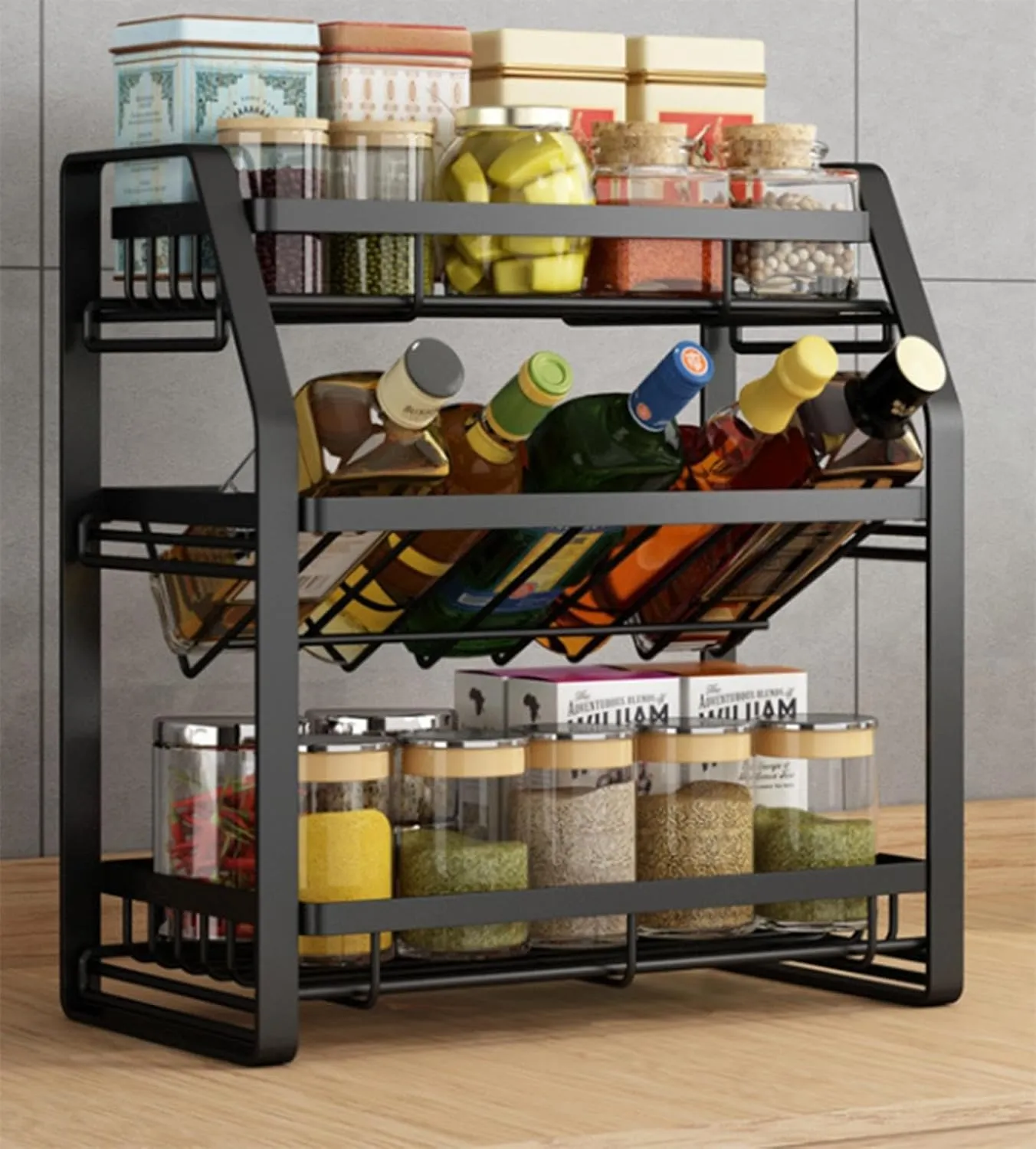 3-Tier Detachable Spice Rack Storage Organiser | Kitchen Countertop Spice Organizer