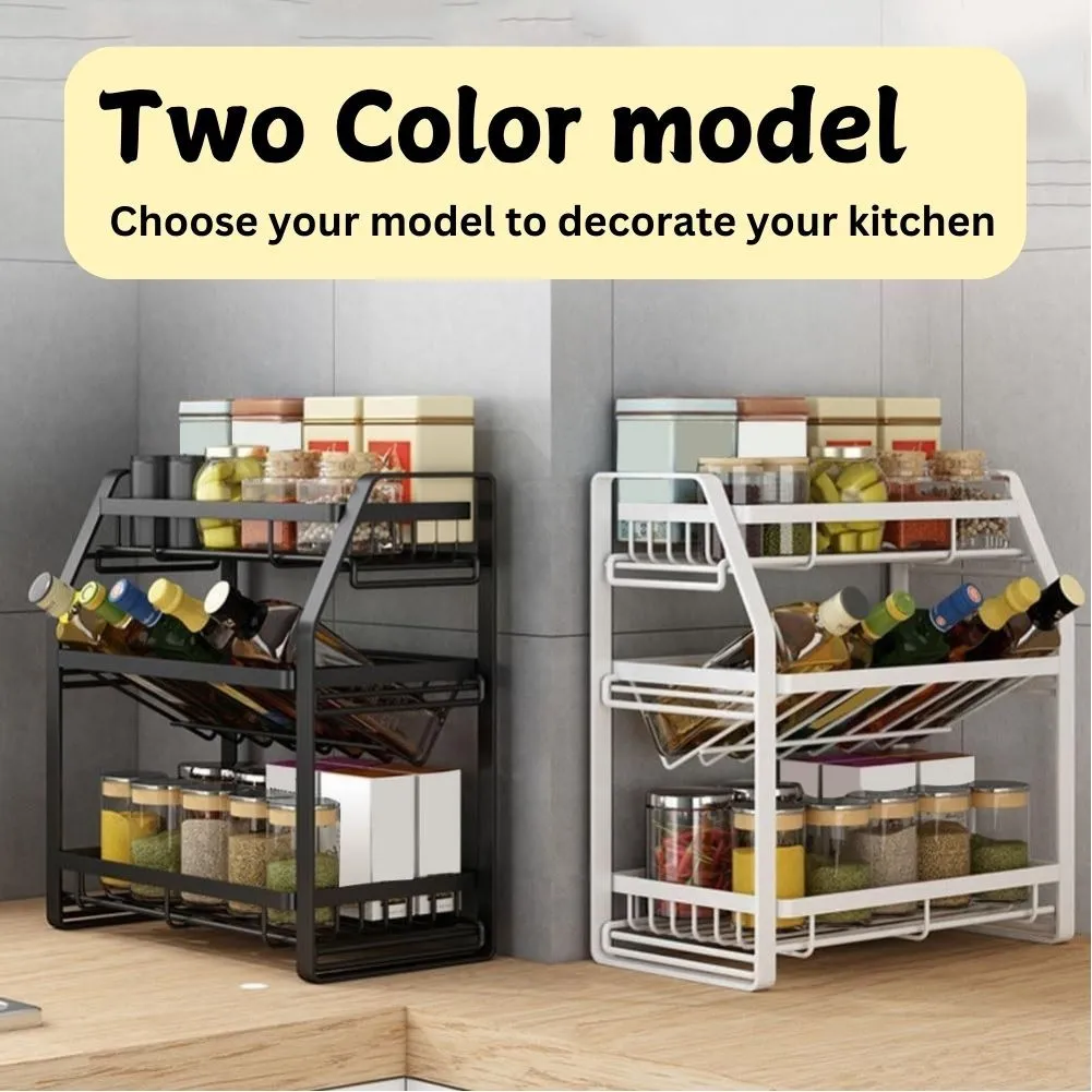 3-Tier Detachable Spice Rack Storage Organiser | Kitchen Countertop Spice Organizer