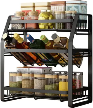 3-Tier Detachable Spice Rack Storage Organiser | Kitchen Countertop Spice Organizer