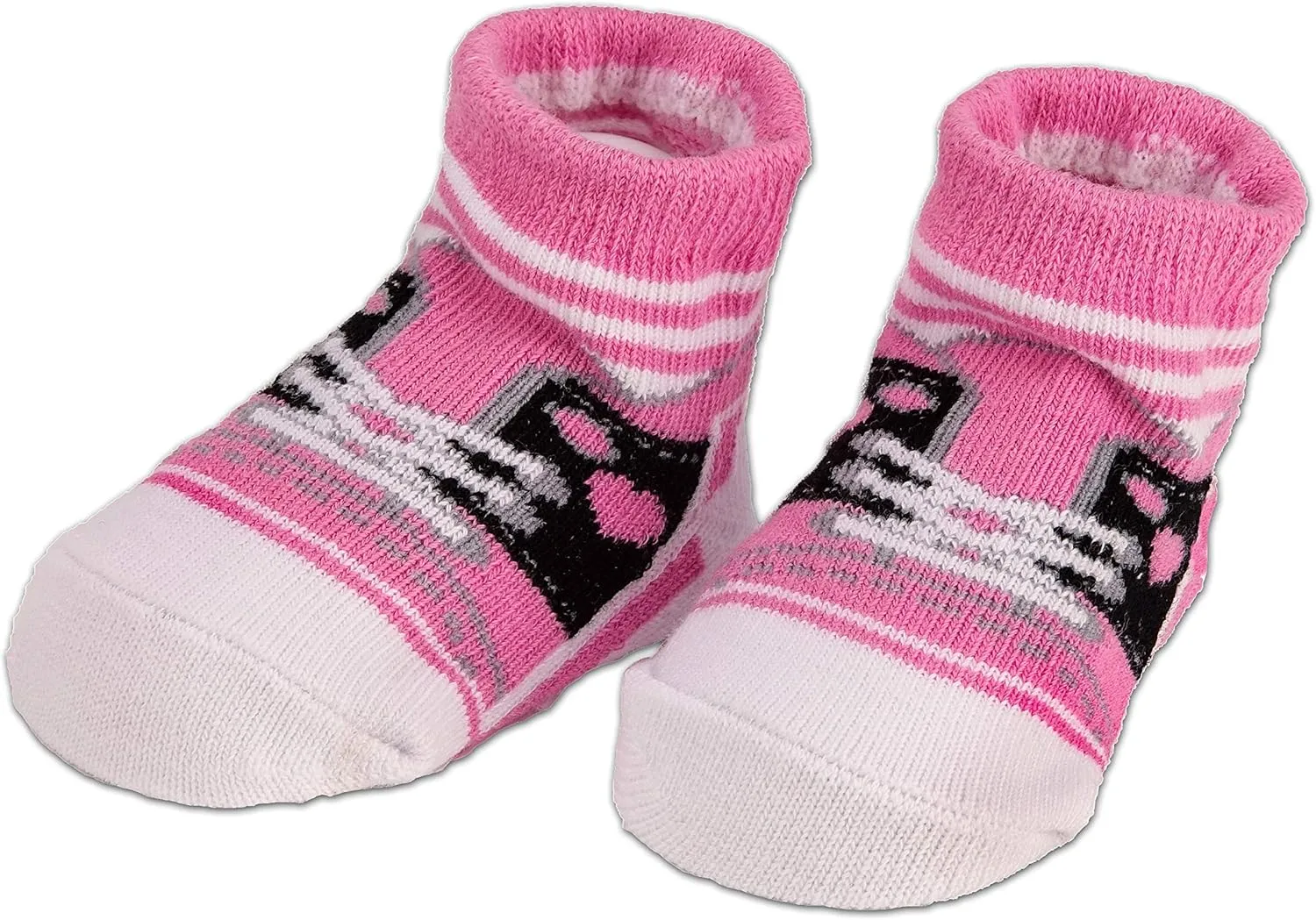 4 Pairs of Baby Girl Socks 0-12 Months - Fun Sneaker Animals Frills Holiday Socks - in Gift Box