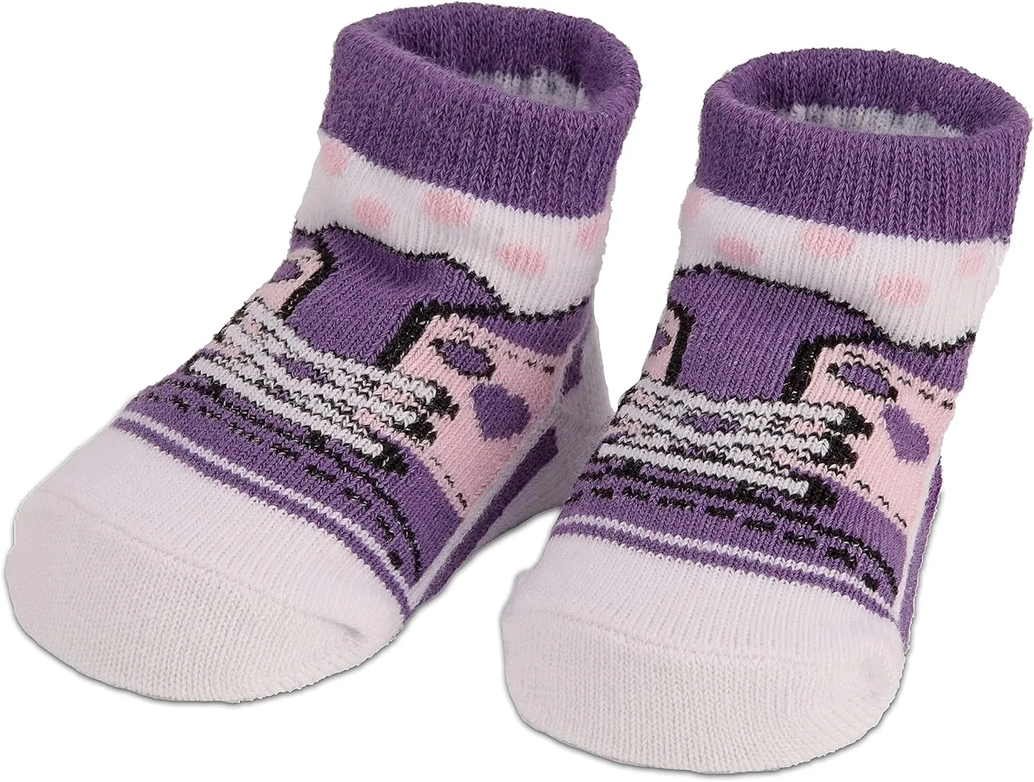 4 Pairs of Baby Girl Socks 0-12 Months - Fun Sneaker Animals Frills Holiday Socks - in Gift Box