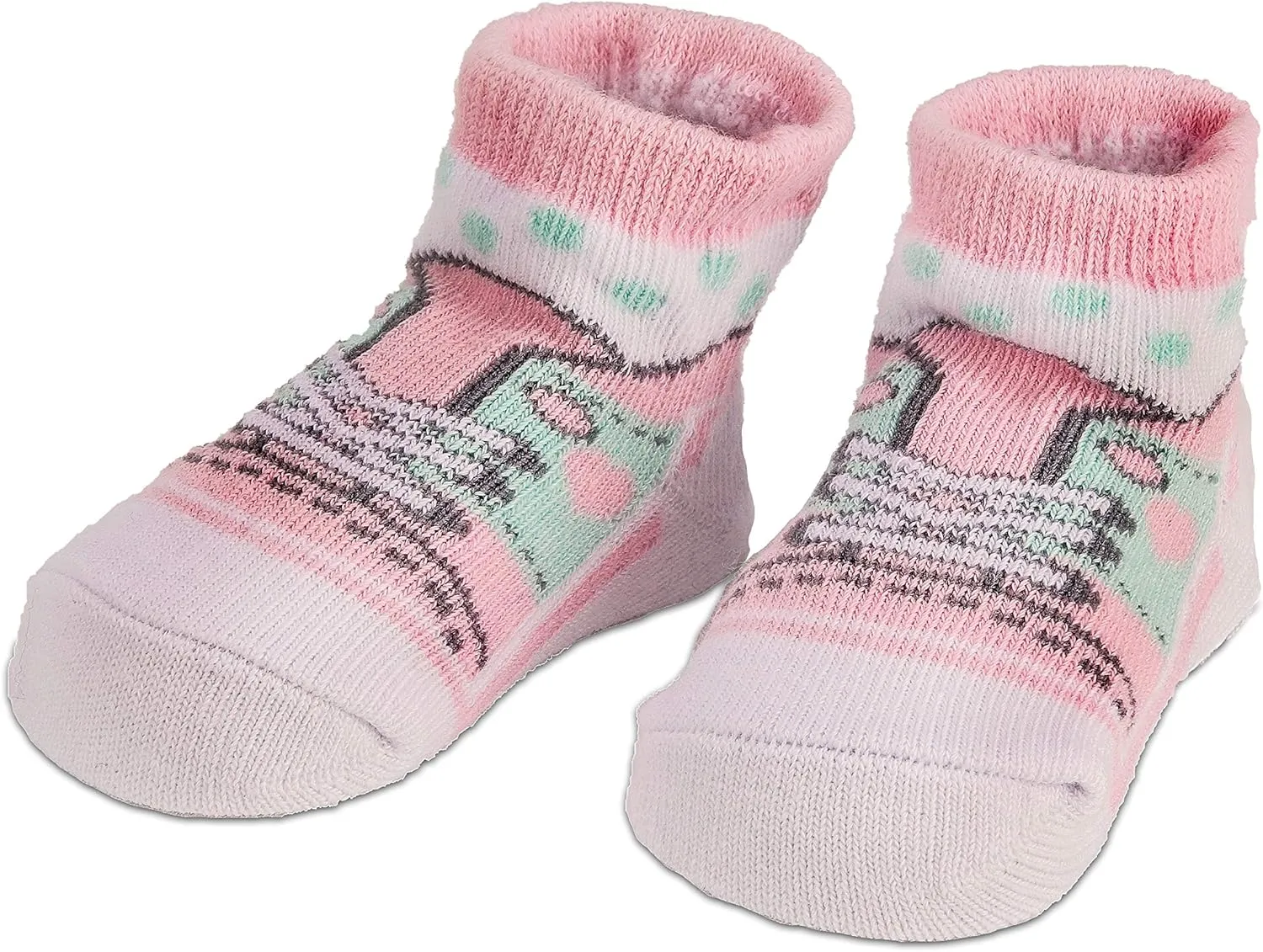 4 Pairs of Baby Girl Socks 0-12 Months - Fun Sneaker Animals Frills Holiday Socks - in Gift Box