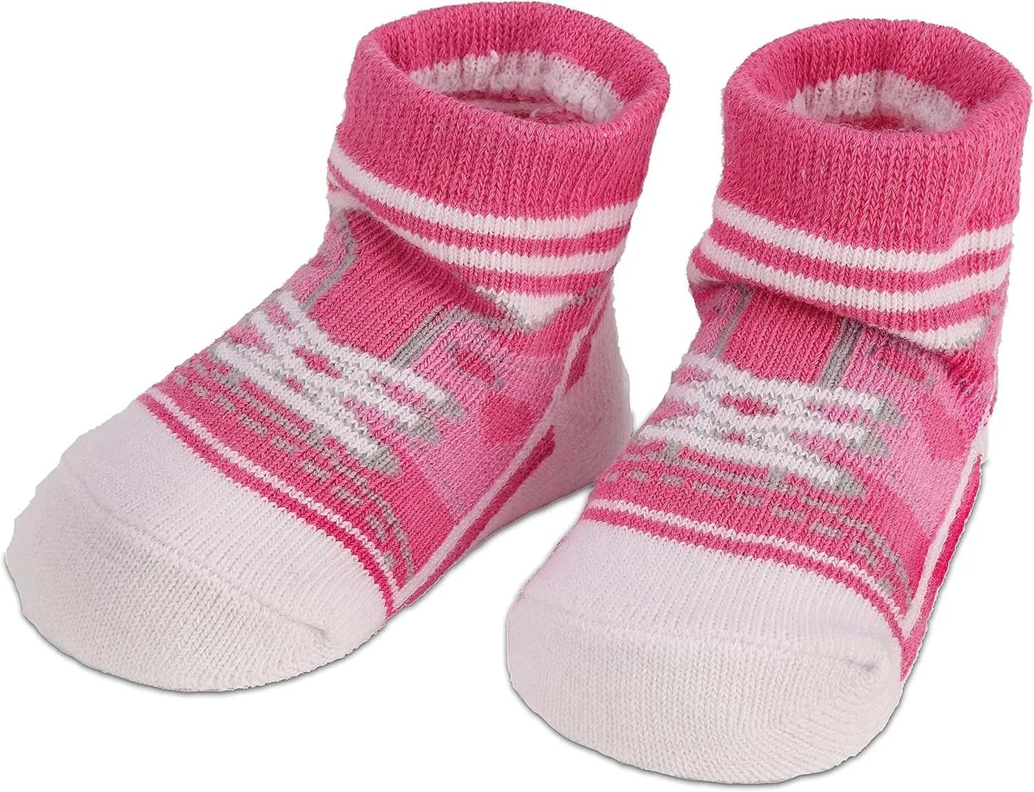 4 Pairs of Baby Girl Socks 0-12 Months - Fun Sneaker Animals Frills Holiday Socks - in Gift Box