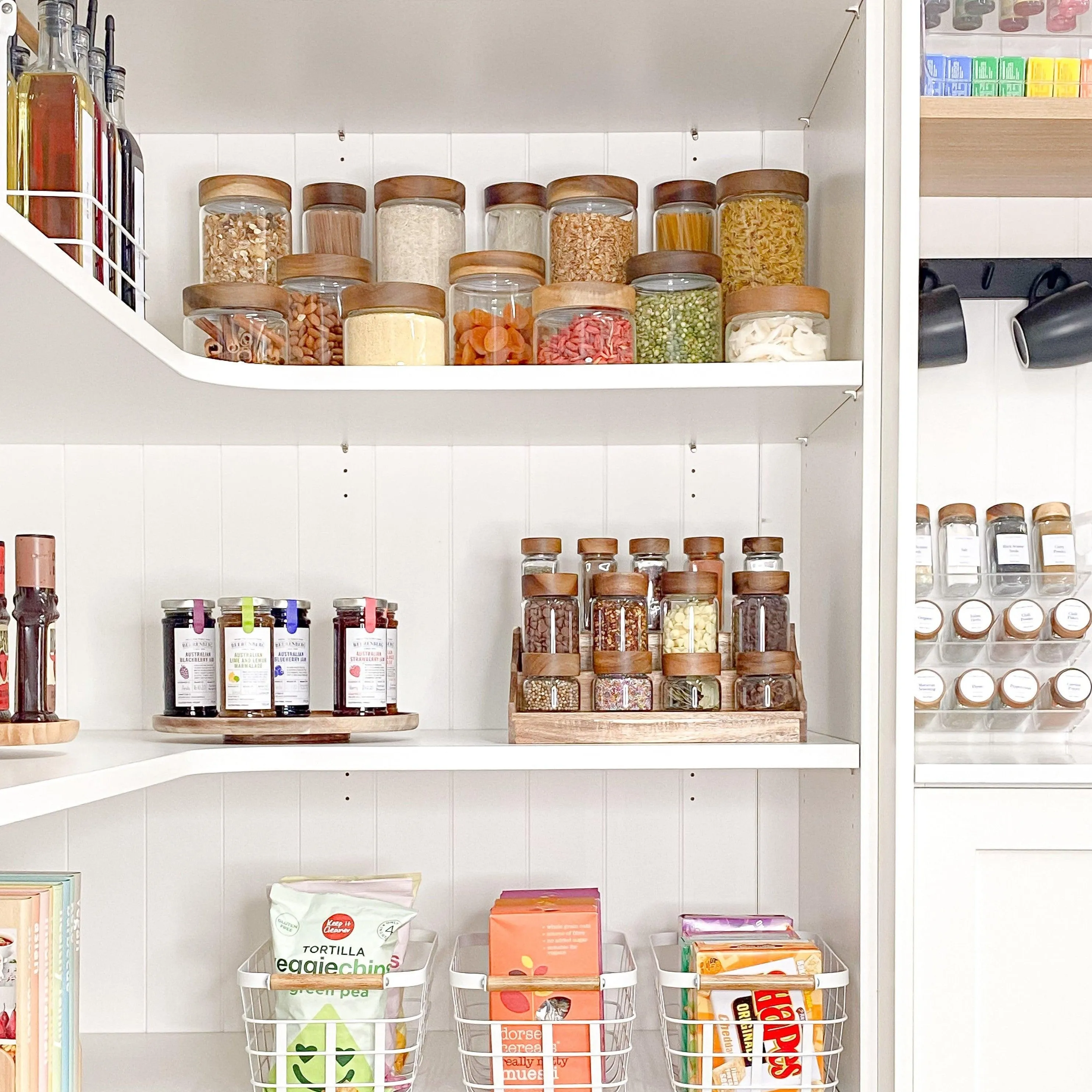Acacia Glass Jar Deluxe Pantry Organisation Pack