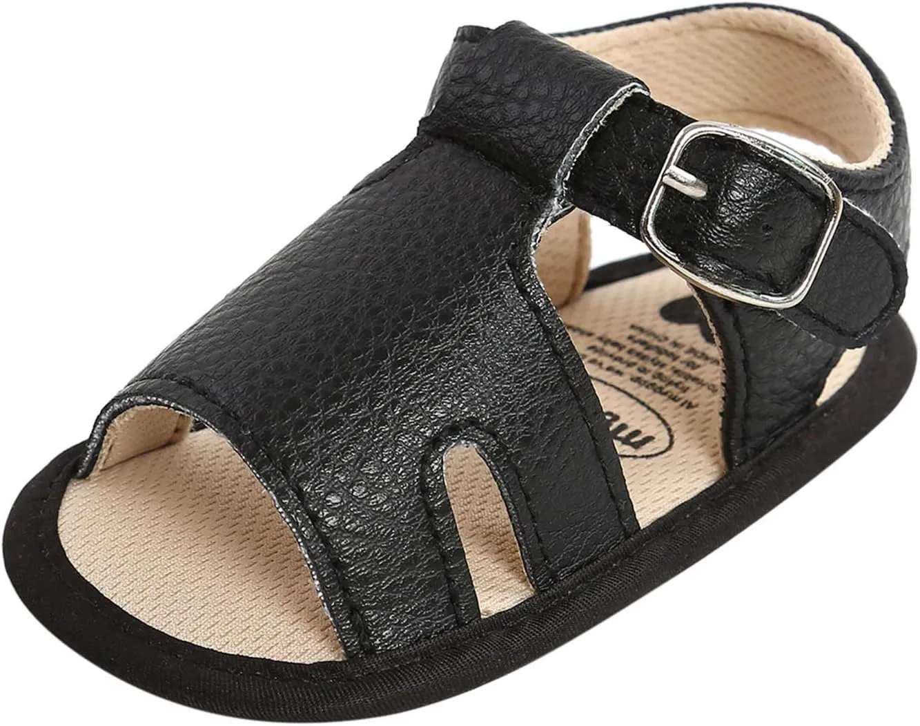 Baby Boy and Unisex Sandals Shoes for Infant/Toddlers First Walkers Anti-Slip Soft Sole Flat Shoes (Black, 6-12 Months)