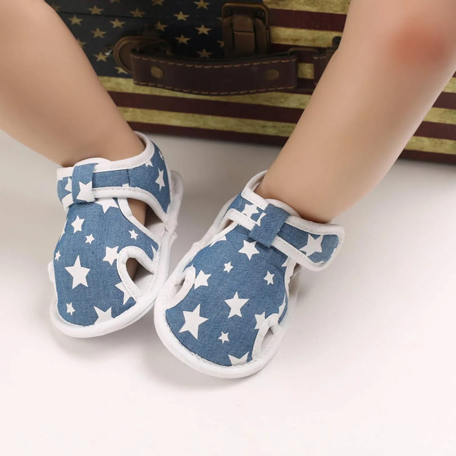 Baby Boys Girls Cartoon &Star Sandals Infant Outdoor Summer Beach Shoes Non Slip Soft Sole Toddler First Walker