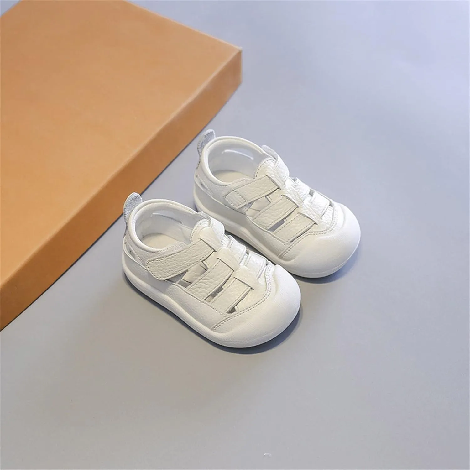 Baby Boys Girls Closed Toe Sandals Lightweight Non-Slip Soft Sole Leather Athletic Pool Shoes for Toddlers Kids