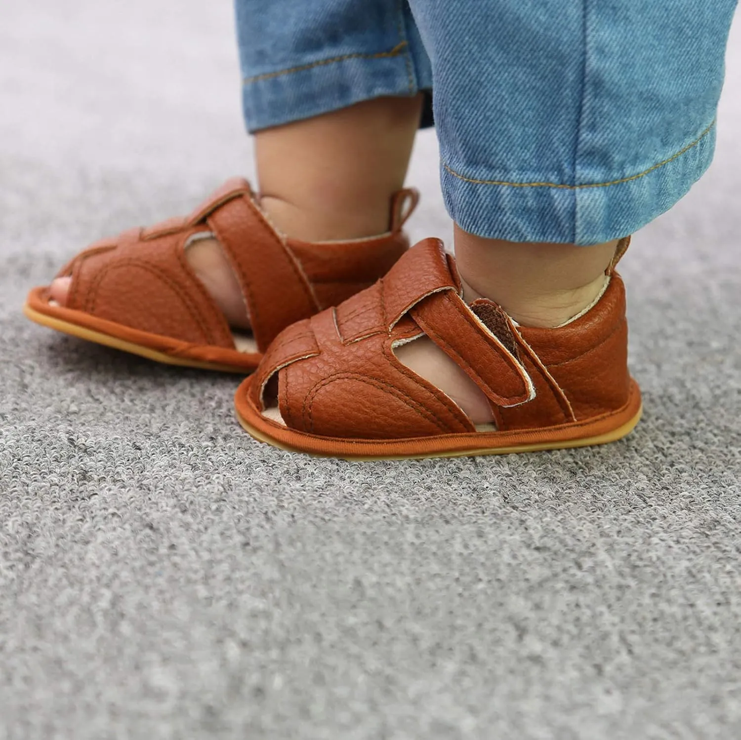 Baby Boys Girls Cotton Shoes Toddler Flat Bottom Non-Slip Soft Walking Sandals Slip-on Style Shoes