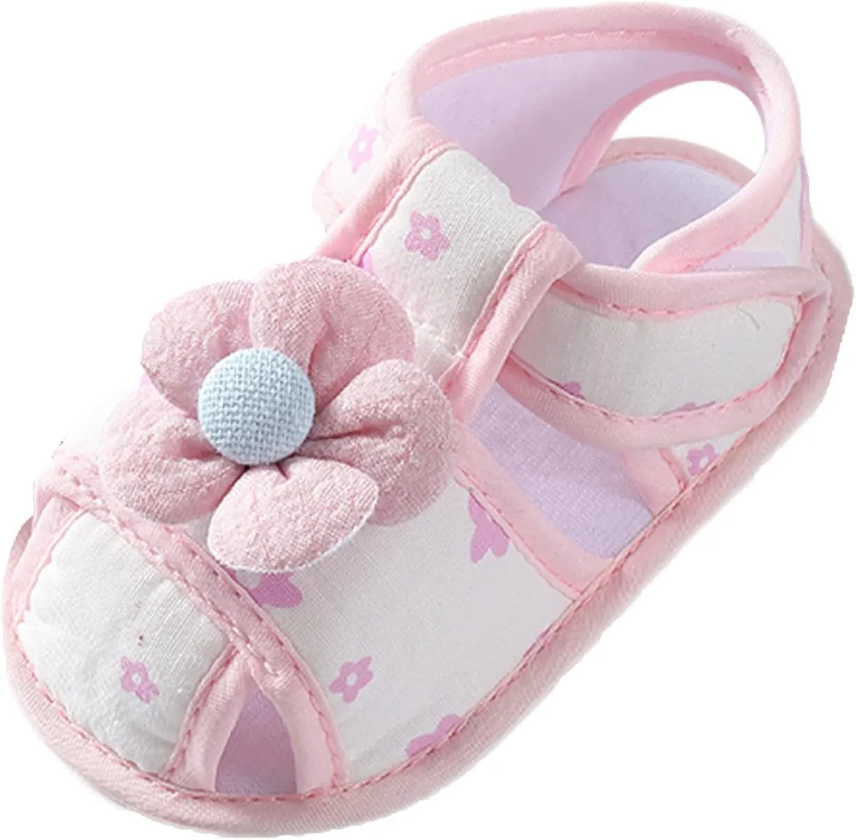 Baby Boys Girls Squeaky Pink Sandals Non-Slip Soft Rubber Sole Closed Toe Infant Flower Outdoor First Walkers Shoes