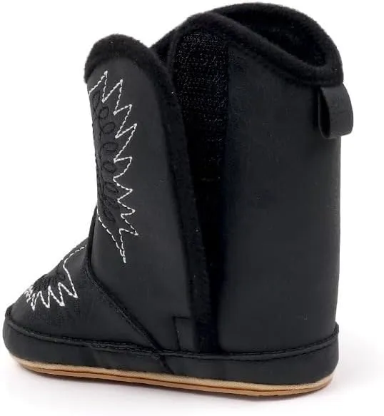 Baby Boys Girls Western Cowboy Embroidery Leather Boots Infant Moccasins High Top Booties Toddler Soft Sole Non-Slip First Walker Crib Shoes