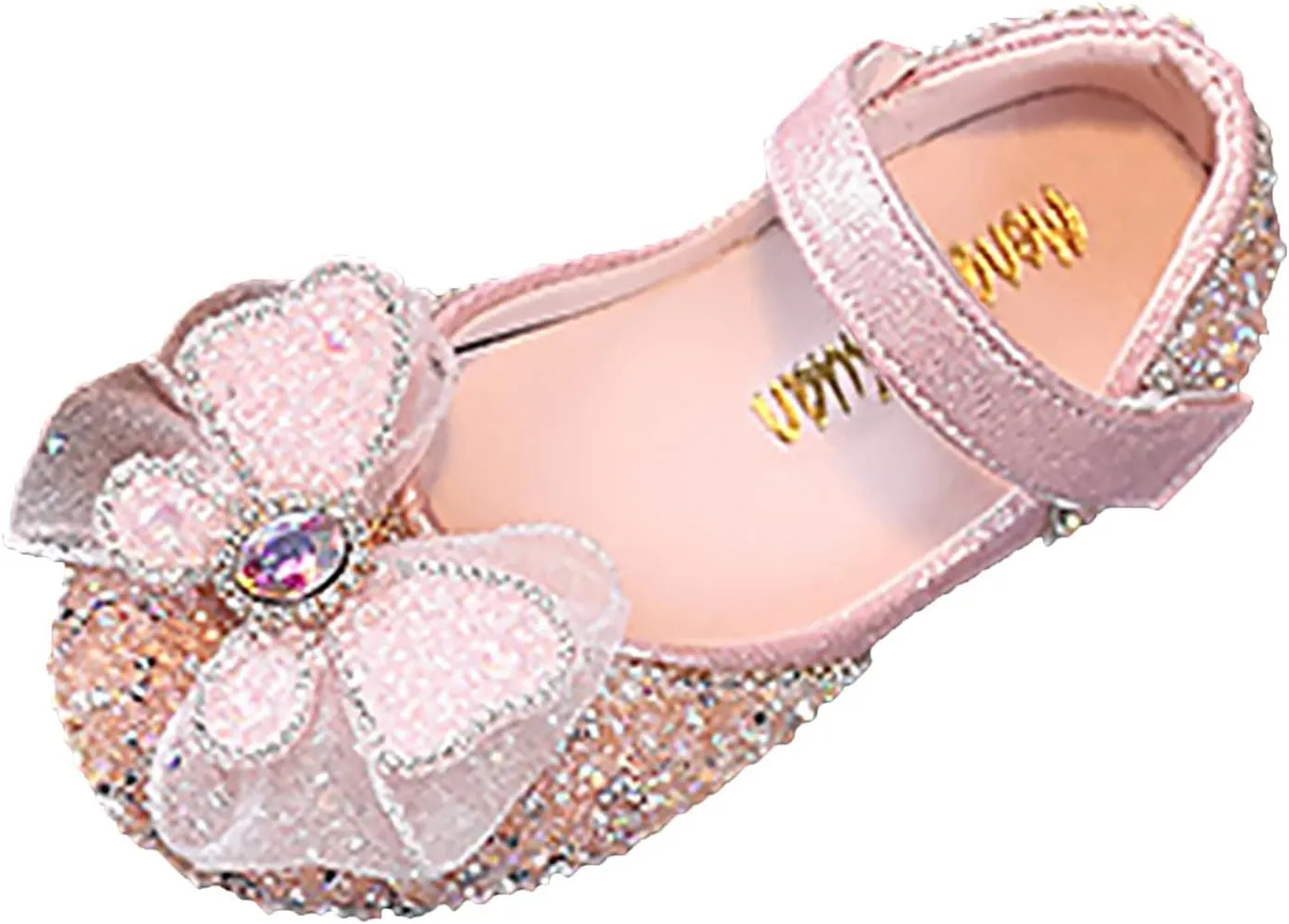 Baby Girl Princess Mary Jane Dresses Shoes Sparkly Bowknot Shoes Non-Slip Soft Sole Shoes Round Toe Dress Shoes