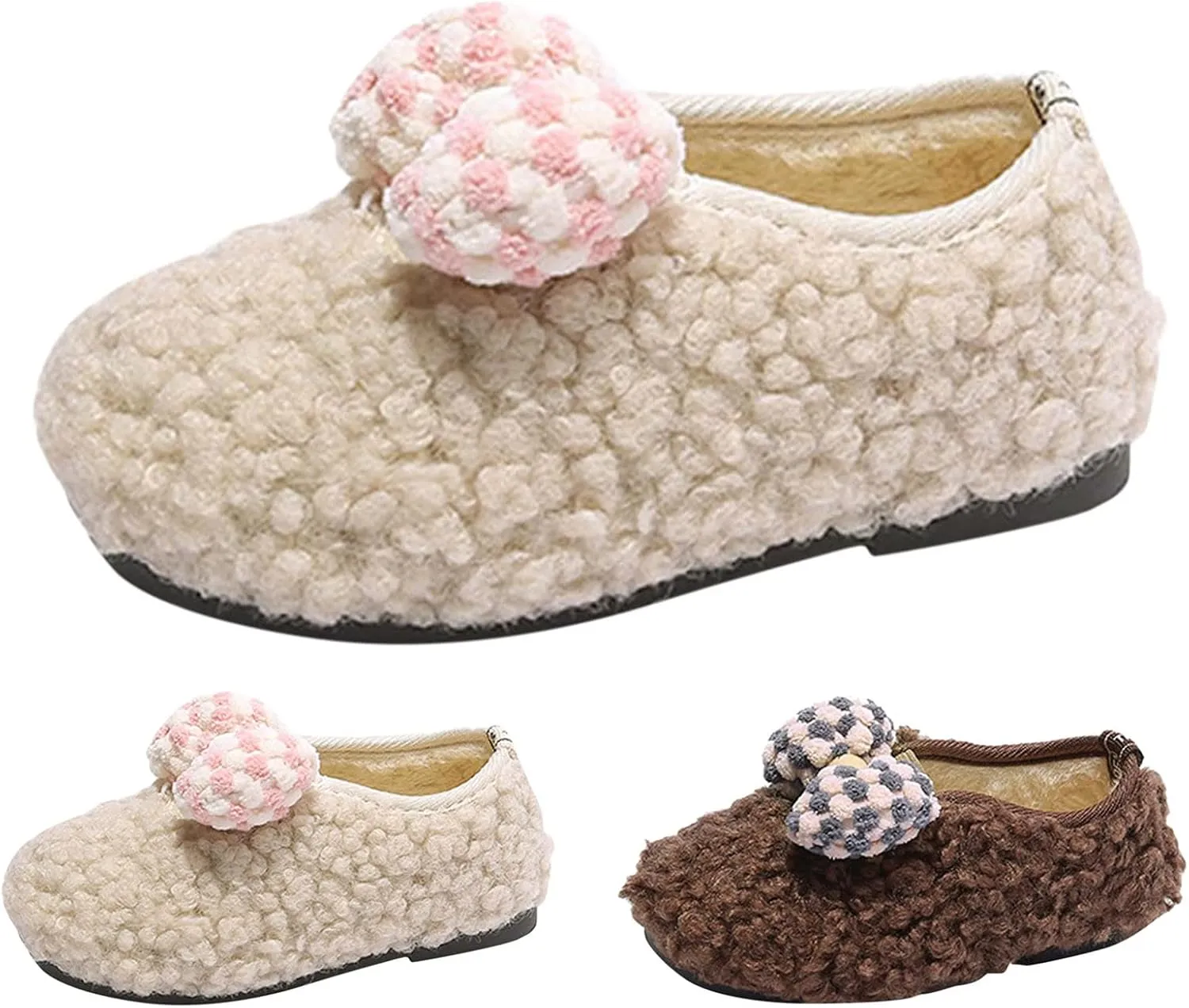 Baby Girl Princess Shoes Toddler Bowknot Soft Sole Slippers Fashion Casual 6-18 Months Infant Indoor Slippers (White, 15-18 Months)