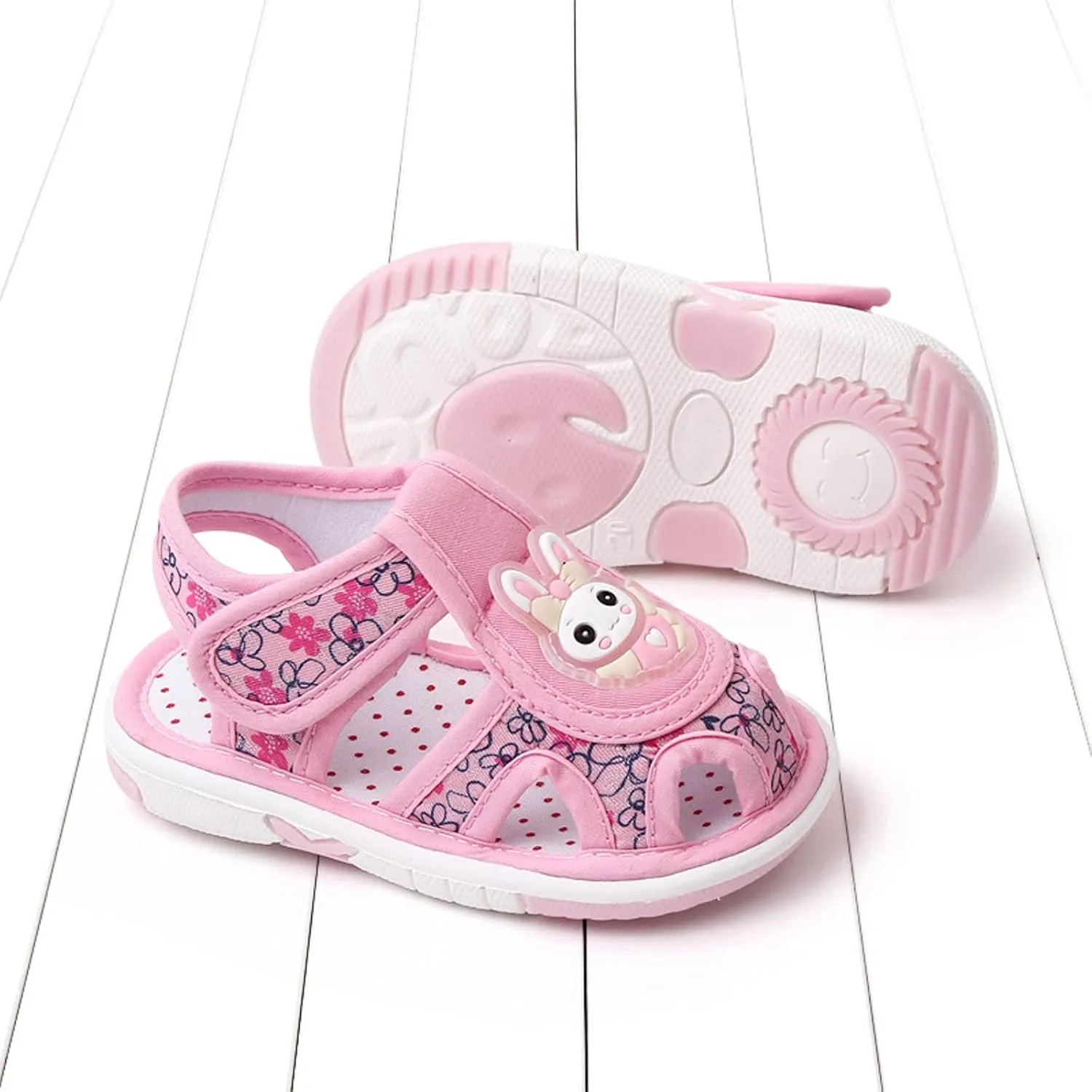 Baby Girl Sandals Closed-Toe Anti-Slip Premium Rubber Sole Toddler Boys Lightweight Hollow First Walkers Shoes