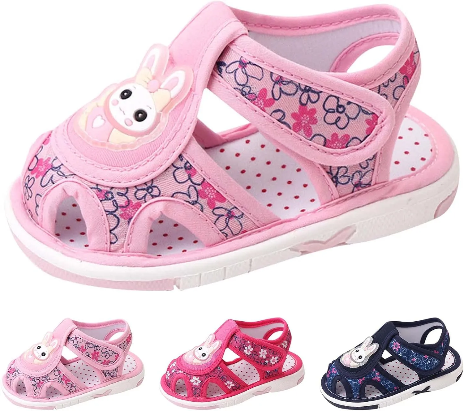 Baby Girl Sandals Closed-Toe Anti-Slip Premium Rubber Sole Toddler Boys Lightweight Hollow First Walkers Shoes