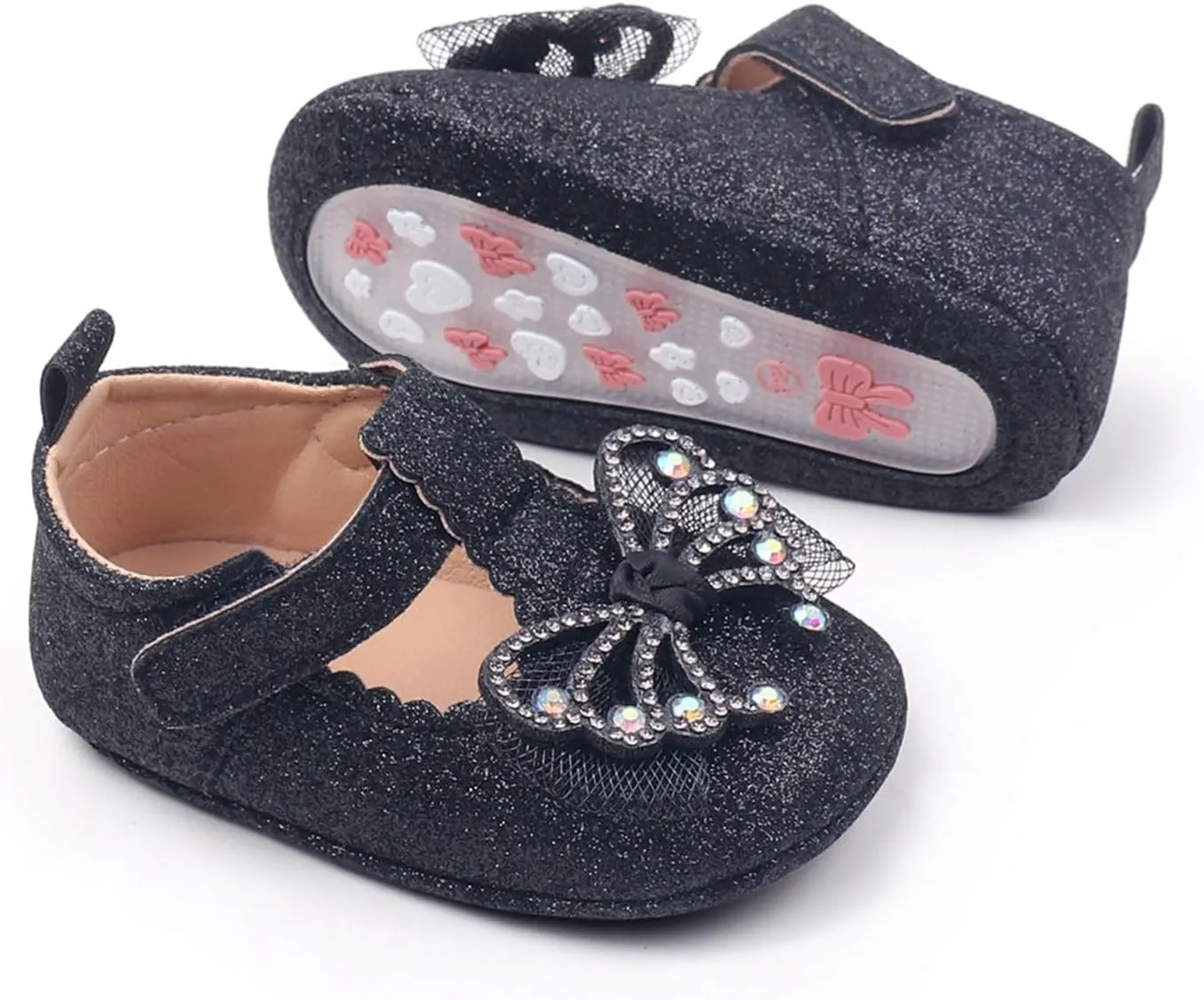 Baby Girl Sparkly Mary Jane Dresses Shoes Premium Lightweight Soft Sole Shoes Toddler
