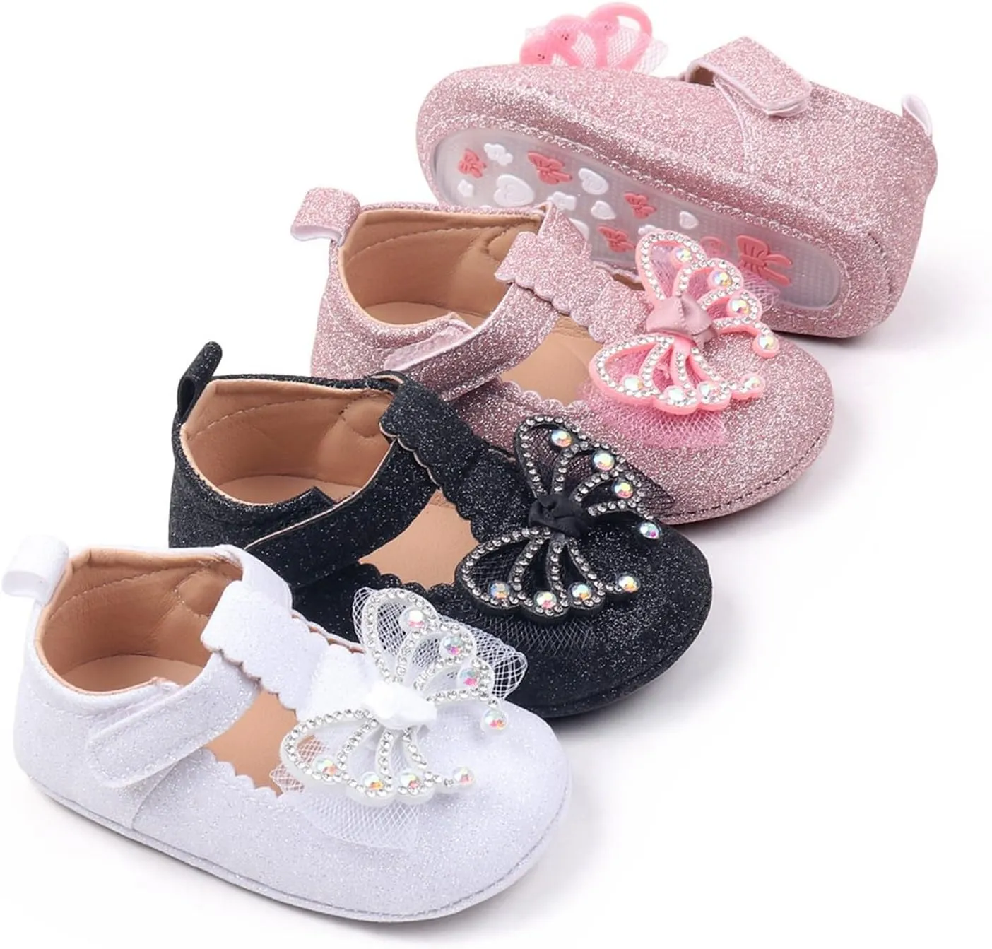 Baby Girl Sparkly Mary Jane Dresses Shoes Premium Lightweight Soft Sole Shoes Toddler