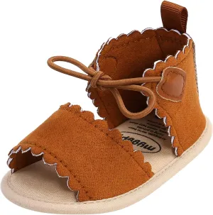 Baby Girls Boys Sandals Infant Toddler High Top Shoes Lightweight Anti-Slip Soft Sole Flat Shoes (Brown, 12-12M)