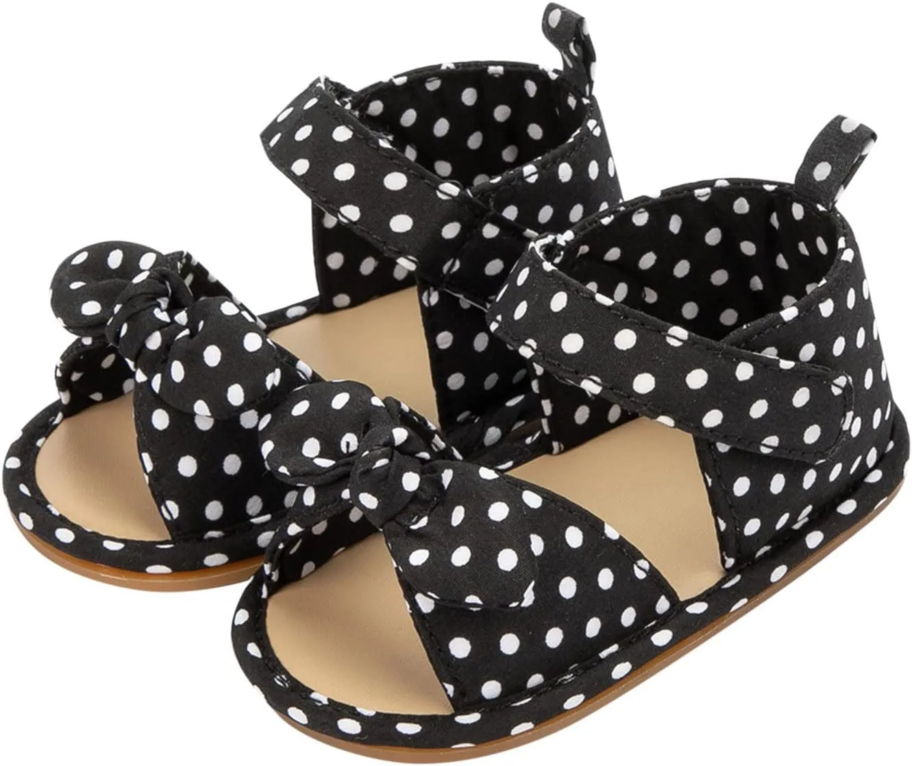 Baby Girls Boys Sandals Infant Toddler Polka Dots Shoes Non-Slip Soft Sole Prewalker Cute Summer (Black, 13 Toddler)