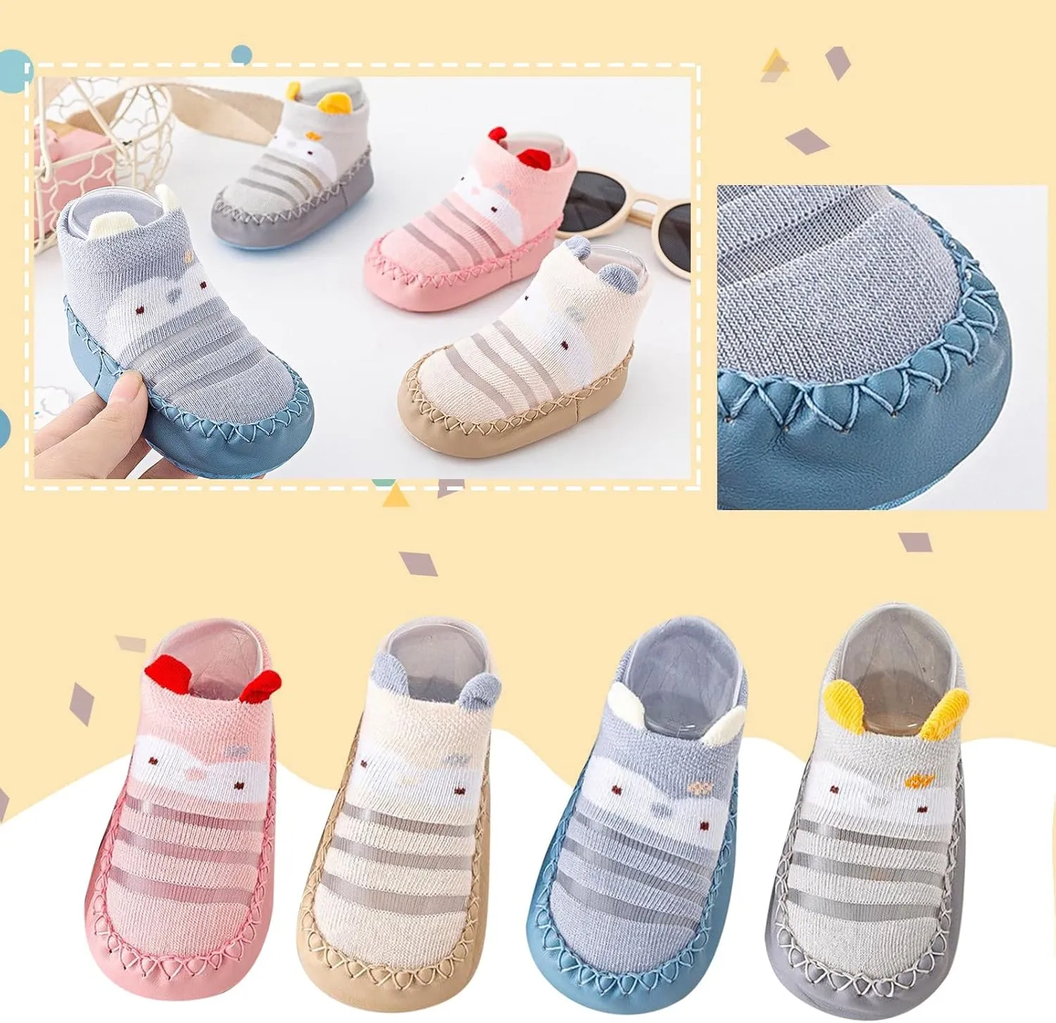 Baby Girls Boys Sandals Infant Toddler Shoes Cotton First Walkers Soft Anti-Slip Sole Flat Shoes (Khaki, 13 Toddler)
