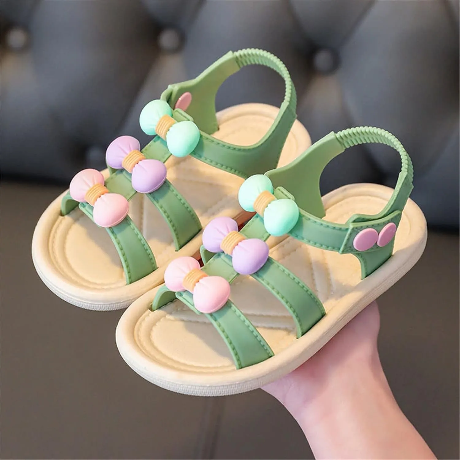 Baby Girls Boys Sandals Infant Toddler Shoes Crib Shoes Anti-Slip Soft Sole Breathable Flat Shoes (Green, 10 Little Kid)
