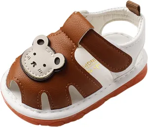 Baby Girls Boys Sandals Infant Toddler Shoes First Walking Shoes Soft Anti-Slip Sole Flat Shoes (Brown, 4.5 Infant)