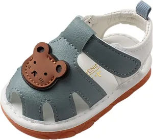Baby Girls Boys Sandals Infant Toddler Shoes First Walking Shoes Soft Anti-Slip Sole Flat Shoes Causal (Blue, 6 Infant)