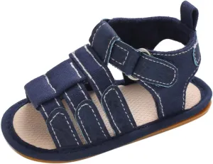 Baby Girls Boys Sandals Infant Toddler Shoes Newborn Crib Shoes Anti-Slip Soft Sole Flat Shoes Summer (Blue, 6 Toddler)