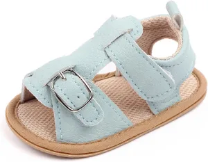 Baby Girls Boys Sandals Infant Toddler Shoes Outdoor First Walkers Anti-Slip Soft Sole Flat Shoes (Blue, 4 Infant)