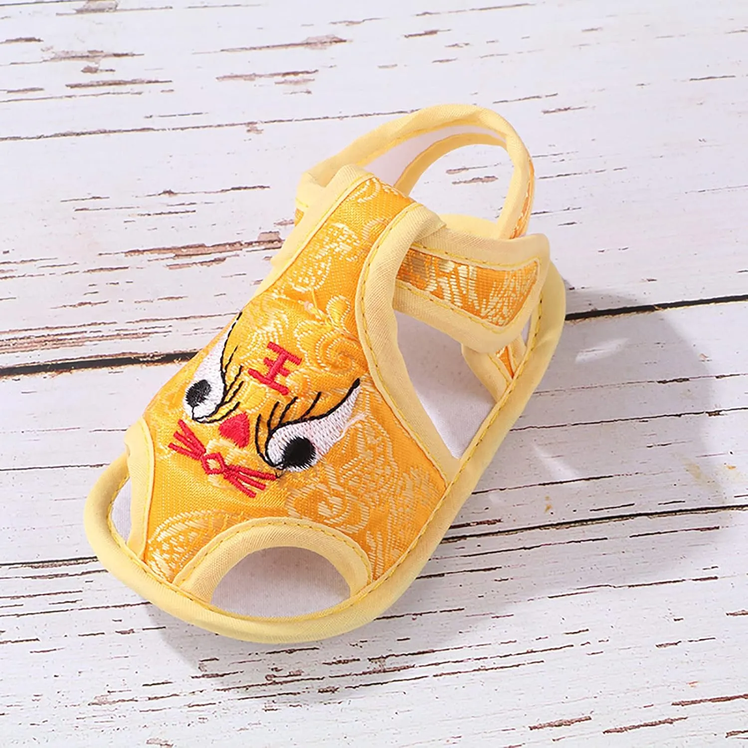 Baby Girls Boys Soft Toddler Shoes Infant Toddler Walkers Shoes Embroidered Tiger Head Shoes Princess (Yellow, 1112)