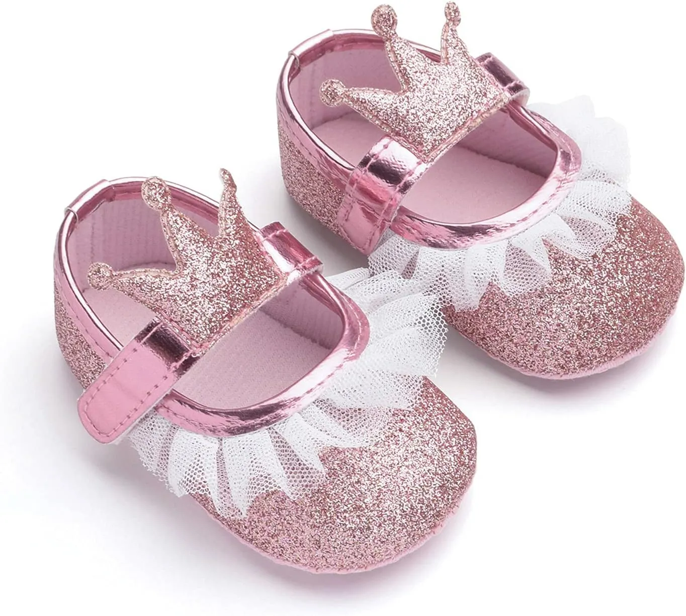 Baby Girls Crown Non Slip Soft Sole PU Leather Newborn Infant Toddler First Walker Cirb Party Dress Shoes