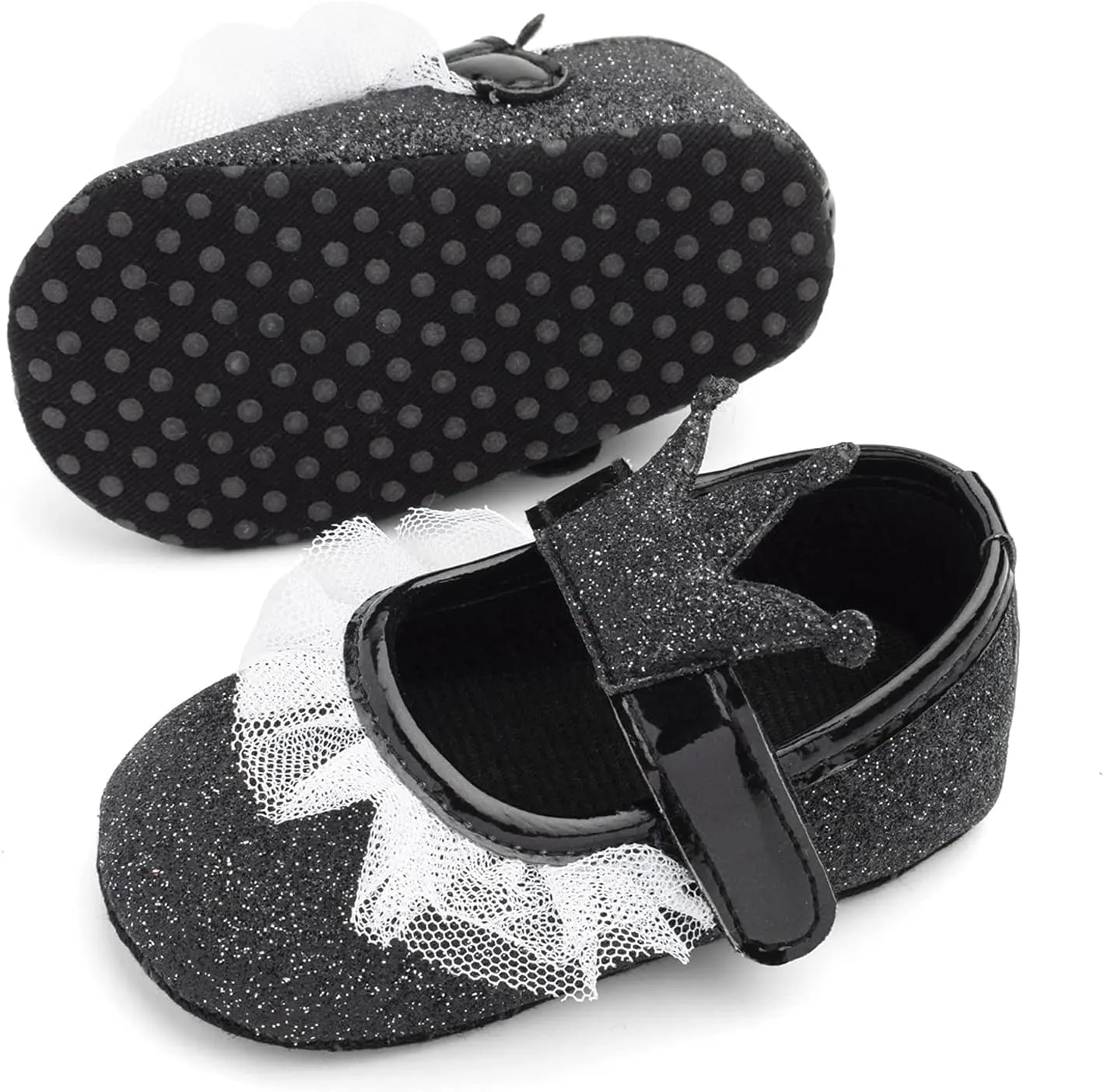 Baby Girls Crown Non Slip Soft Sole PU Leather Newborn Infant Toddler First Walker Cirb Party Dress Shoes