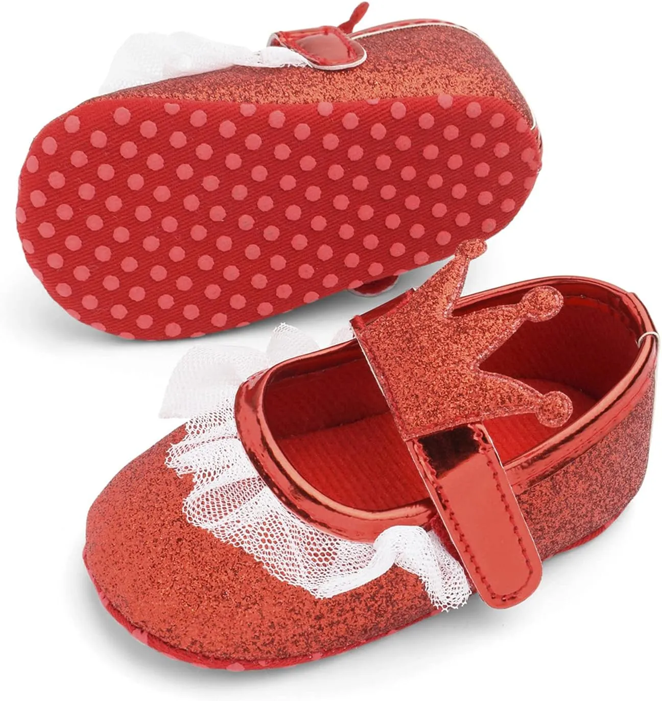 Baby Girls Crown Non Slip Soft Sole PU Leather Newborn Infant Toddler First Walker Cirb Party Dress Shoes