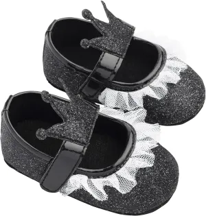 Baby Girls Crown Non Slip Soft Sole PU Leather Newborn Infant Toddler First Walker Cirb Party Dress Shoes