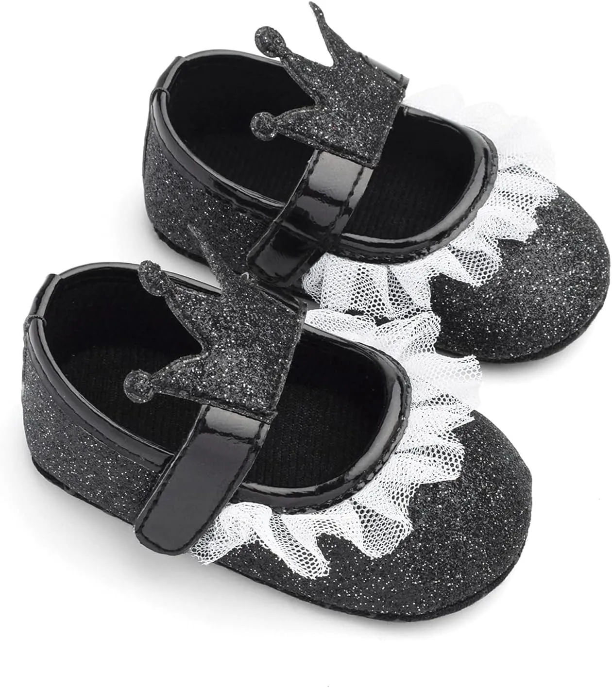 Baby Girls Crown Non Slip Soft Sole PU Leather Newborn Infant Toddler First Walker Cirb Party Dress Shoes