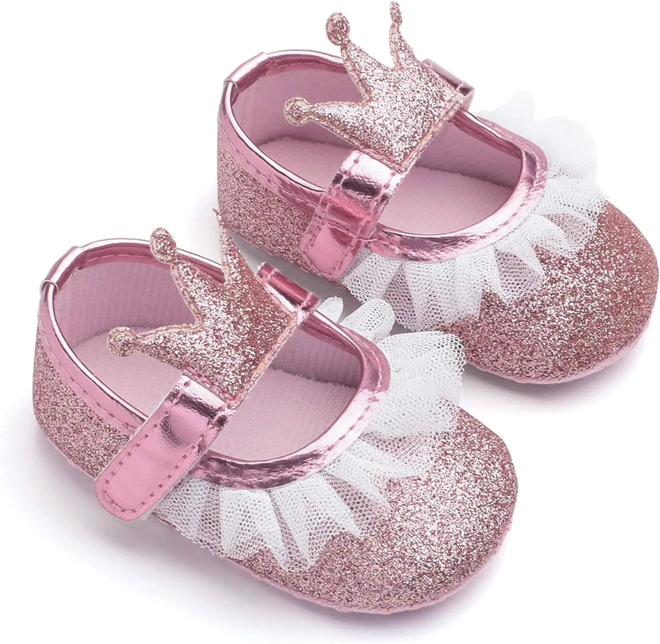 Baby Girls Crown Non Slip Soft Sole PU Leather Newborn Infant Toddler First Walker Cirb Party Dress Shoes