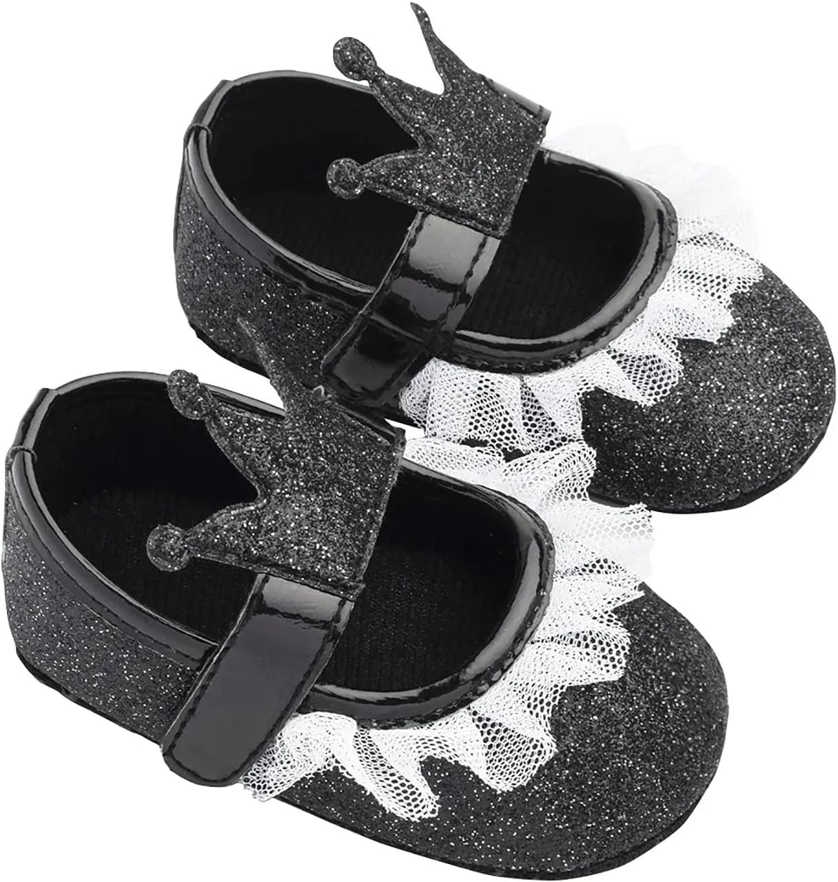 Baby Girls Crown Non Slip Soft Sole PU Leather Newborn Infant Toddler First Walker Cirb Party Dress Shoes
