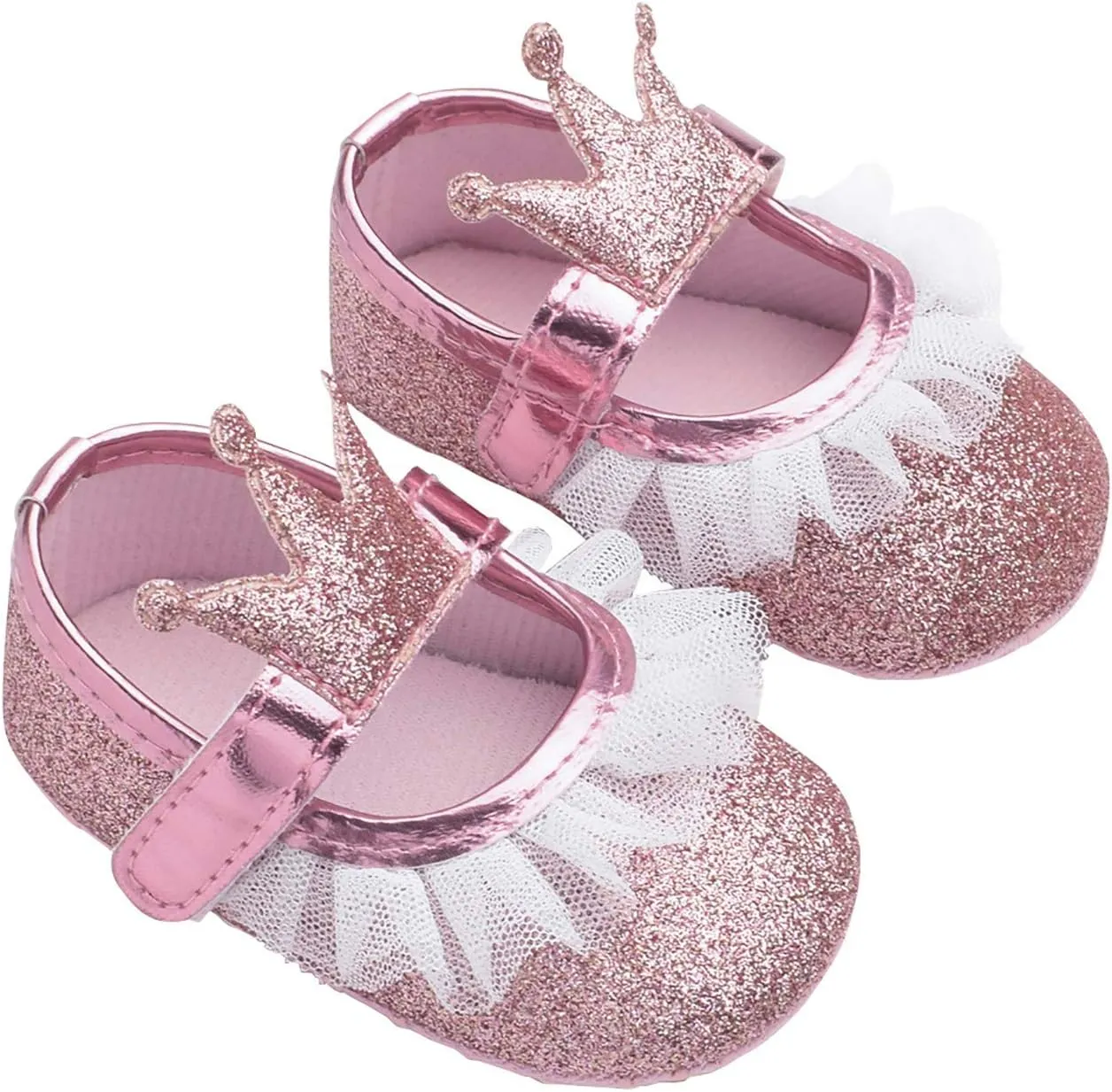 Baby Girls Crown Non Slip Soft Sole PU Leather Newborn Infant Toddler First Walker Cirb Party Dress Shoes
