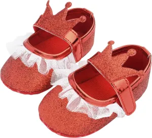 Baby Girls Crown Non Slip Soft Sole PU Leather Newborn Infant Toddler First Walker Cirb Party Dress Shoes