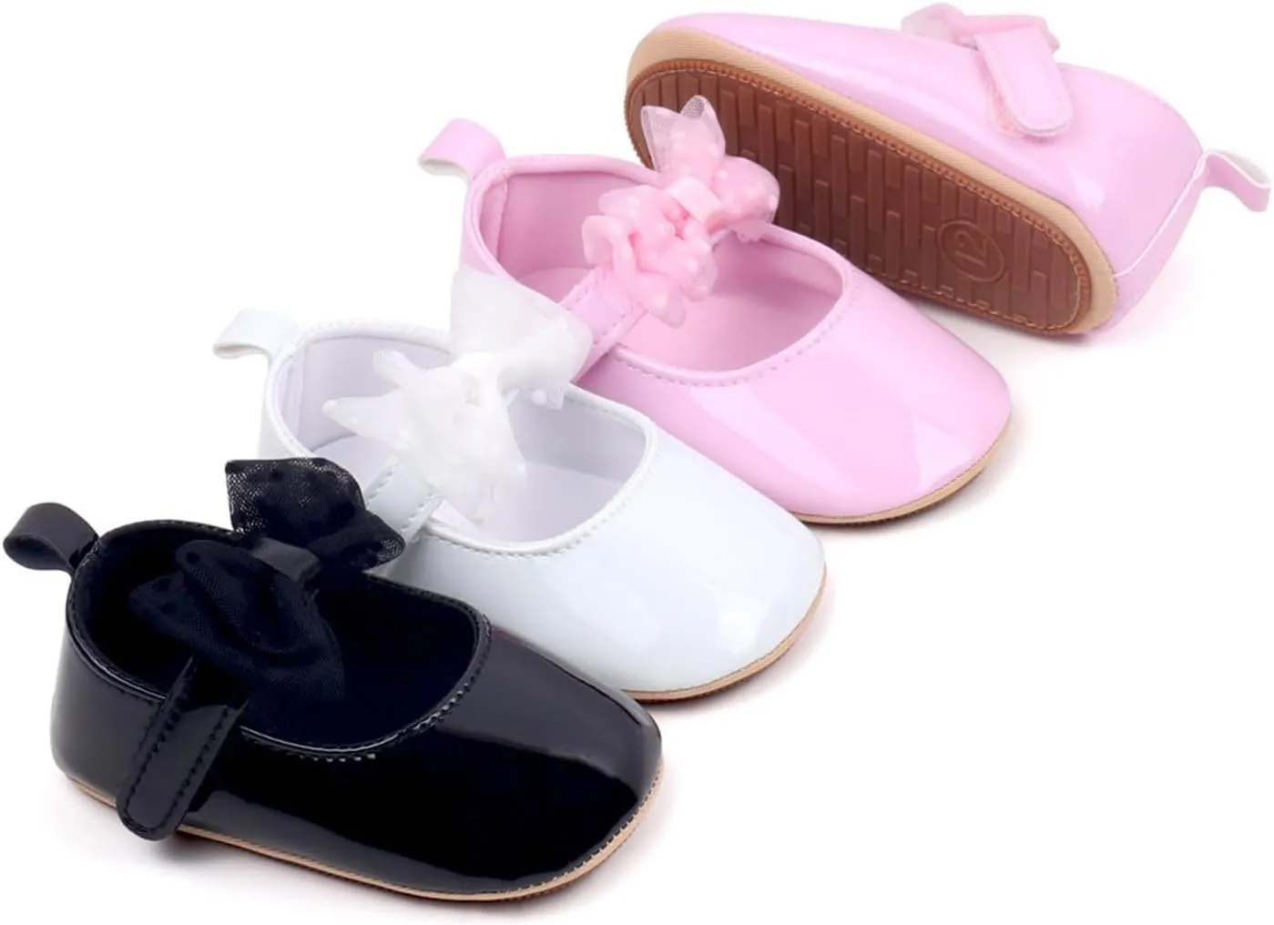 Baby Girls Dress Shoes Bownot Non Slip Soft Sole Flat Newborn Infant Wedding Mary Jane Flat