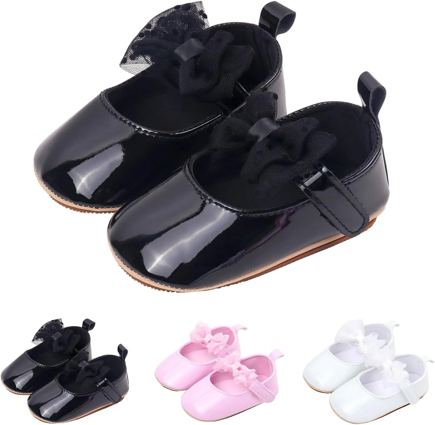 Baby Girls Dress Shoes Bownot Non Slip Soft Sole Flat Newborn Infant Wedding Mary Jane Flat